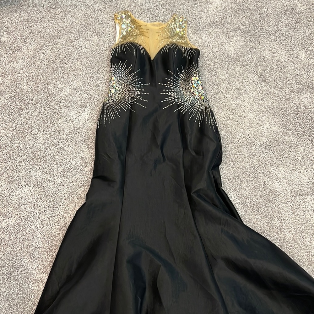 RACHEL ALLAN PRINCESS 2845 black mermaid dress with sequins